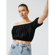 Koton Kısa Kollu Crop Bluz Siyah 2yak68602pw Siyah