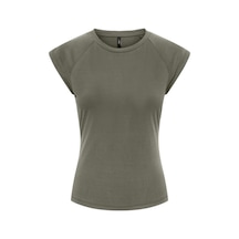 Only Onlhannah Slim Fit Bisiklet Yaka T Shirt Bayan T Shirt 15375055 Yeşil