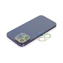 Newface Apple İphone 13 Pro Renkli Kamera Lens Koruma Cam - Yeşil-sarı