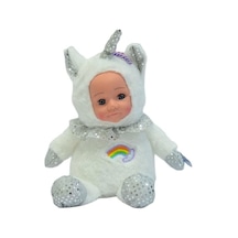 Bebek Yüzlü Sevimli Unicorn Peluş Oyuncak 35 Cm Beyaz Beyaz