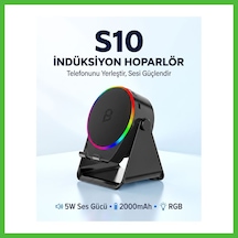 Vaveni S10 5w Bluetooth + Temasıyla Ses Yükselten İndüksiyon Hoparlör 2000 Mah Rgb Işıklı Standlı 5in Speaker Arz