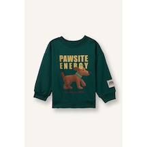 Defacto Oversize Hayvan Ve Yazı Baskılı Bisiklet Yaka Sweatshirt Erkek Bebek I3810a526wngn1116 Yeşil-gn1116