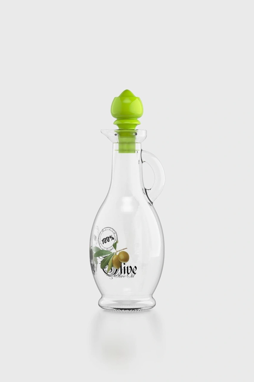 Renga Kibele Desenli 250 Ml Yeşil Kapaklı Cam Yağlık 152043 Yeşil