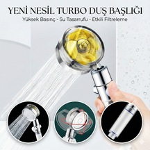 Yüksek Basınçlı Turbo Pervaneli Duş Başlığı - Su Tasarruflu, Filtreli Ve Stop Tuşlu Spa Etkisi Gri P Diğer