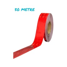 Tüvtürk Onaylı Reflektör Fosforlu Düz Şerit Bant Kırmızı 50 Metre E8 Belge