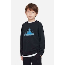 Tshirthane Castlevania Pixel Logo Baskılı Unisex Çocuk Siyah Sweatshirt Siyah