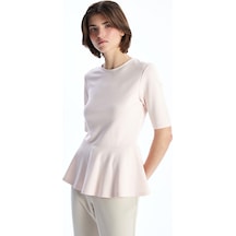Lcw Vision Pembe Bisiklet Yaka Peplum Bluz