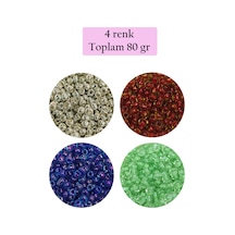 Dökme Cam Kum Boncuk 8/0 3 Mm - 4 Renk - Toplam 80 Gram - Bnc417