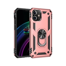 Newface Apple İphone 12 Kılıf Sofya Yüzüklü Silikon Kapak - Rose