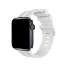 Newface Apple Watch 38mm Kr408 Çizgili Silikon Kordon - Beyaz Diğer