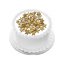 Yenilebilir Pasta Süsü Gold Yıldız Şeker Hamurundan 25 Gr