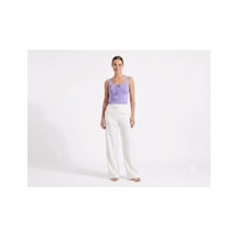 Onno Style Women Kolsuz Askılı Kare Yaka Bağcık Detaylı Triko Kadın Bluz Lila