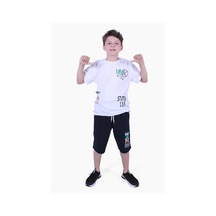 Fyk Kids Zone Yazı Baskılı Erkek Çocuk Yazlık Takım Beyaz
