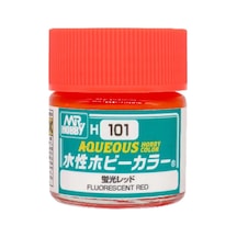 Mr.hobby H-101, 10 Ml. Fluorescent Red Aqueous Serisi Maket Boyası Standart
