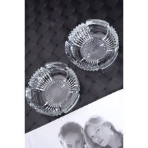 2 Adet Kristal Cam Yuvarlak İpek Küllük - Kül Tabağı - Kül Tablası 10 Cm Cam Turuncu Yuvarlak