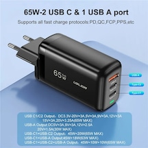 Uslıon 65w Gan Hızlı Şarj Usb Tip C Şarj Qc4.0 Pd3.0 Hızlı Şarj Xiaomi İphone Uyumlu Black Eu Plug