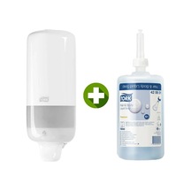 1 Ad. Tork Sıvı Sabun Dispenseri Beyaz 560000 + 1 Litre Tork Sıvı Sabun Premium Hediyeli