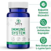 Vet's Plus Immune System Kedi ve Köpekler İçin Tablet 75'li