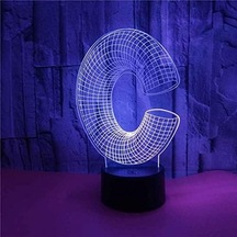 Goldenqian 3d Gece Lambası Oyuncak Led Illusion Lambası C Harfi 16 Renk Değişimi Dekor Masa Lambası Uzaktan Kumandalı, Erkekler Kızlar Için Noel Doğum Günü Hediyeleri Jg25xı Siyah
