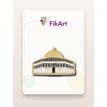 Fikart Altın Renk Çerçeveli Mescid-i Aksa Broş Çok Renkli