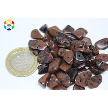 Delikli Kahverengi Obsidyen Taşı Mini Boy 50 Adet Koyu Vişne