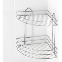 Ek-02 Krom 2 Katlı Banyo Köşe Rafı 2 Katlı Şampuanlık Köşelik Beyaz Diğer