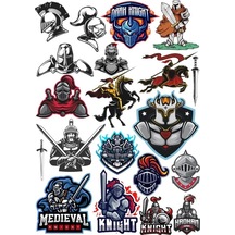 Şövalye Savaşçı Sticker Set 16 Parça Telefon, Tablet, Defter, Laptop Sticker