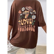 Kozia Outdoors Malkoçbey Love Yourself Baskılı T-shirt Kahverengi