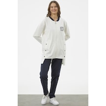 Sementa Fermuarlı Tunik Eşofman Takım - Ekru 001 Sementa Fermuarlı Tunik Eşofman Takım - Ekru 001