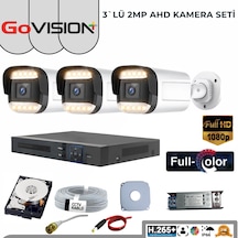 3 Kameralı 2mp 1080p,fullhd,warmled,fullcolor,su Geçirmez, 3'lü Ahd Bullet Kamera Seti