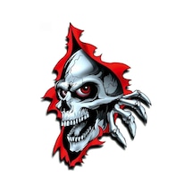 Kafatası Ve Pençe Yırtık Metal Araba Sticker Yapıştırması