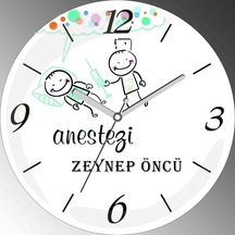 Kişiye Özel Anestezi Çap 30cm Sessiz Akar Bombeli Gerçek Cam Duvar Saati Çok Renkli
