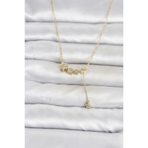 Pirinç Gold Renk Minimal Sallantılı Yıldız Model Kadın Kolye Tj-bko11122 Gümüş