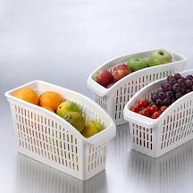 3'lü Organizer Seti - Midi Boy Orta Boy Beyaz Buzdolabı Ve Mutfak Düzenleyici 13 X 29 X 17 Cm Çok Renkli