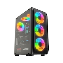 Rampage Hollow 650 W 80+ 4 x 12 CM ARGB Fan Temperli Camlı Mid Tower Oyuncu Kasası