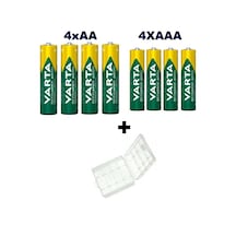 Varta 2700 mAh AA Kalem Pil 4'lü + 1000 mAh AAA Şarjlı İnce Kalem Pil 4'lü + Pil Kutusu