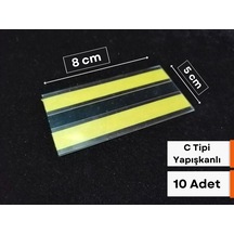 10 Adet C Tipi 5 x 10 CM Depo Raf Etiketlik Yapışkanlı İsimlik