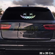 Araba Arka Cam Hologram Gülümseme Oto Sticker Etiket Çıkartma