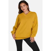Benroma Calıfornıa Baskılı Ünisex V Yaka Sweatshirt Sarı