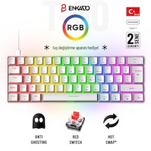 60 Tuş Mekanik Klavye Rgb Aydınlatmalı Oyuncu Klavyesi Red Switch Q Kablolu Hot Swap Beyaz Klavye 60 Tuş Mekanik Klavye Rgb Aydınlatmalı Oyuncu Klavyesi Red Switch Q Kablolu Hot Swap Beyaz Klavye