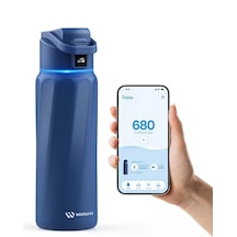 Waterh Boost Akıllı Termos Hidrasyon Takibi Yapan, Yalıtımlı 0,95l / 32oz Akıllı Şişe Koyu Mavi