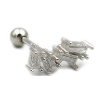 Güler Yüzlü Silver Süzme Baget Gümüş Tragus Pıercıng 001