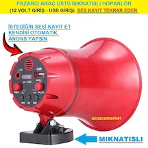 Pazarcı Araç Üstü Anons Hoparlör Mıknatıslı-usb Giriş-dahili Hafıza