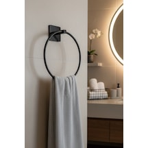 Yapışkanlı Siyah Yuvarlak Havluluk Banyo Mutfak Havlu Askılık Siyah Diğer
