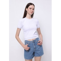 Colin's Colins Slim Fit Yuvarlak Yaka Düz Kadın Beyaz Kısa Kol Tişört Cl1074597 Q1.v1 Wht Beyaz