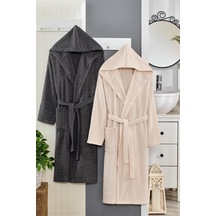 Doğa Serisi Aile Bornoz Seti 2li Set Antrasit-bej Antrasit - Bej