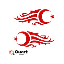 2 Adet Alevli Ay Yıldız Oto Sticker Araba Sticker (346506852)