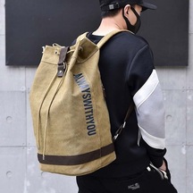 Rogfer Casual Kanvas Sırt Çantası Kova Çantası Bilgisayar Sırt Çantası Seyahat Yürüyüş El Çantası, Boyut: Büyük Siyah Çok Renkli