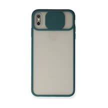 Apple İphone Uyumlu Xs Max Kılıf Palm Buzlu Kamera Sürgülü Silikon - Yeşil Çok Renkli