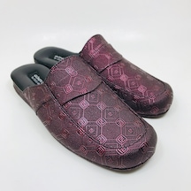 Bay El Yapımı Damat Terlik Metalik Bordo